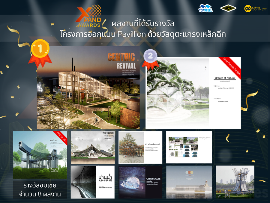 ประกาศรายชื่อผลงานที่ได้รับรางวัล X-Pand Awards โครงการประกวดผลงานออกแบบ Pavillion ด้วยวัสดุตะแกรงเหล็กฉีก