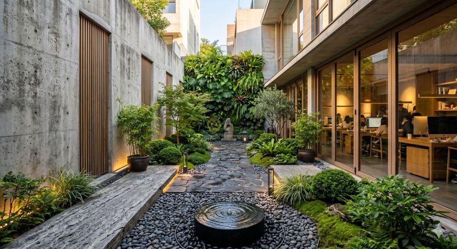 จัดสวนคอร์ทยาร์ดโรงงาน