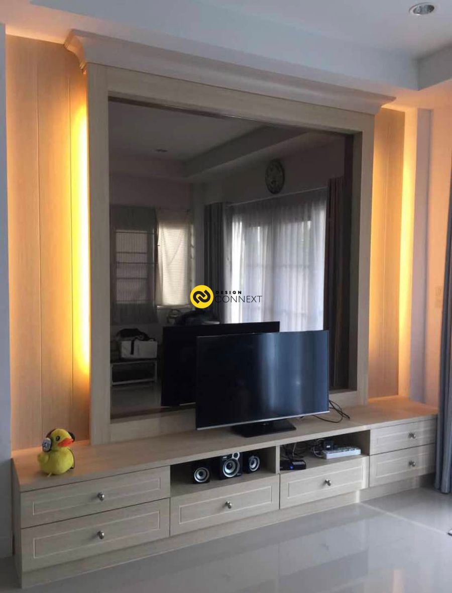 TV Cabinet with Decoration Wall