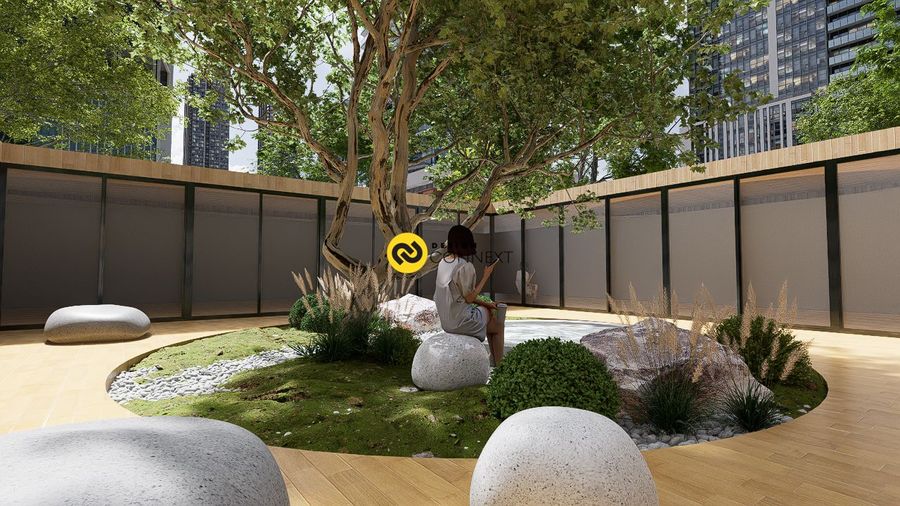 การออกแบบ Courtyard สไตล์ญี่ปุ่นกลางบ้านที่มีสวนหินเรียบง่าย